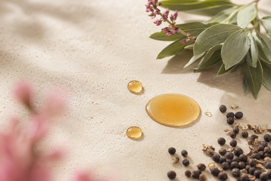 Bakuchiol oil and botanical ingredients for a skincare guide