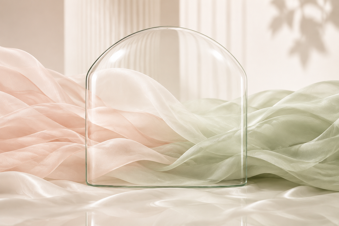 Delicate silk layers protected by a clear barrier