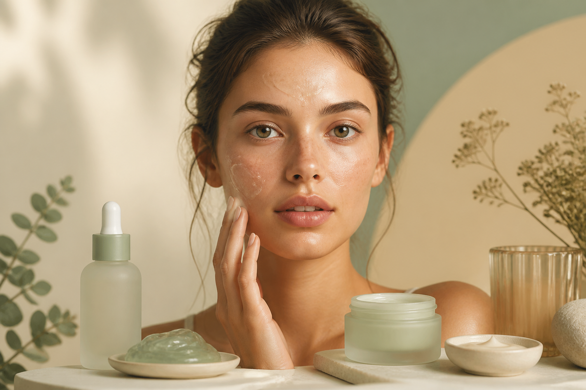 Balanced facial zones with water droplets and a lightweight gel texture