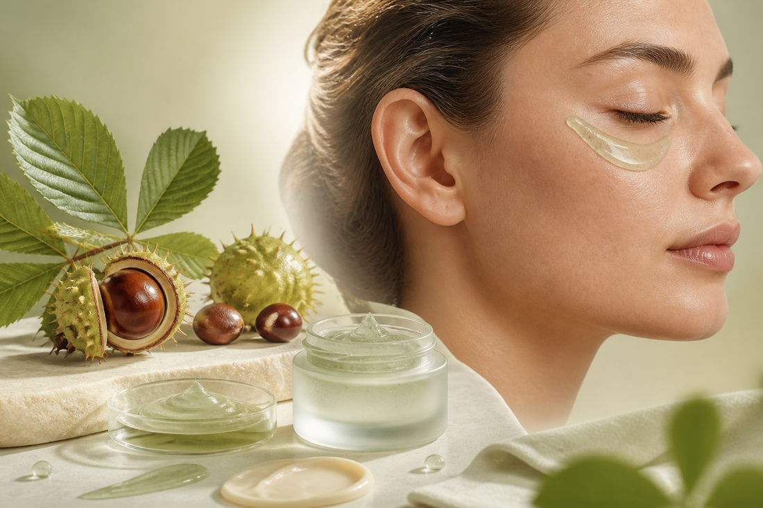 A delicate eye-contour silhouette with horse chestnut and a cooling gel texture